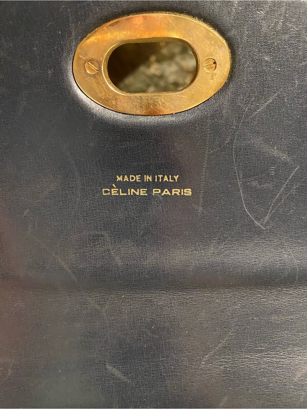 Celine Vintage Black/Dark Navy Triomphe Leather Shoulder Bag - Picture 17 of 17